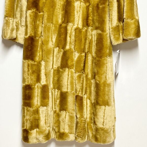 NWT Terry Lewis Classic Luxurious Faux Fur Camel color Long Coat Sz XS - Picture 4 of 6
